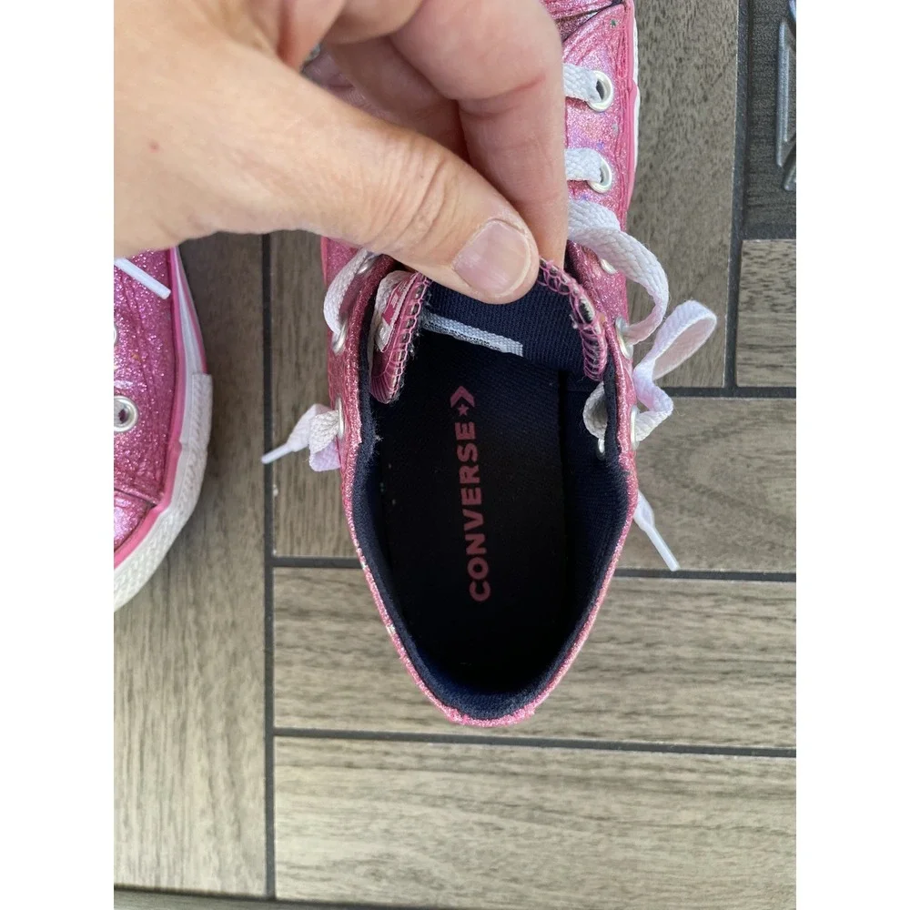 CONVERSE All Star Girls Rose Pink Glitter Sparkle Sneaker Shoe Youth Size‎ 1